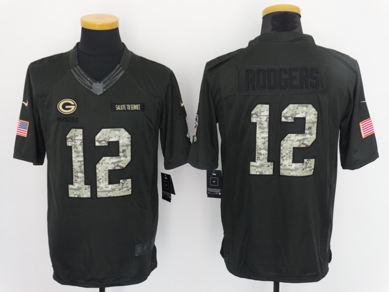 Nike Packers 12 Aaron Rodgers Anthracite Salute to Service Limited Jersey