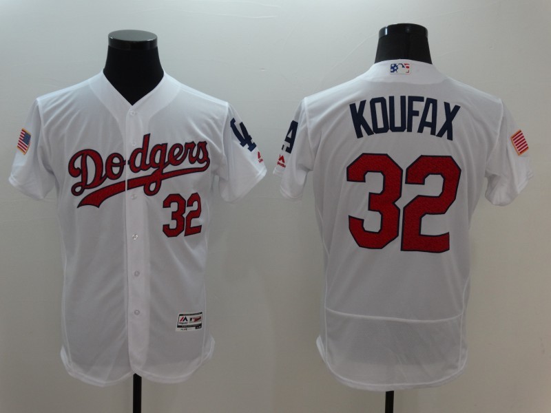 Dodgers 32 Sandy Koufax White Fashion Stars & Stripes Flexbase Jersey