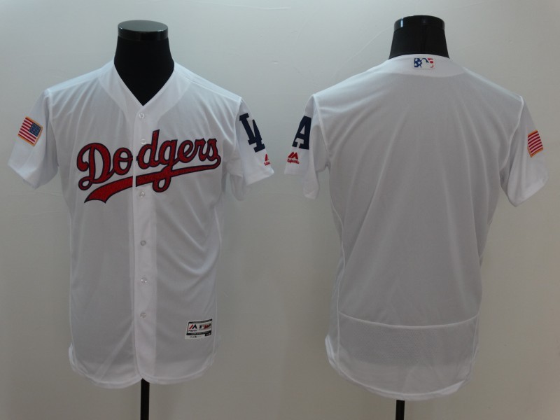 Dodgers Blank White Fashion Stars & Stripes Flexbase Jersey