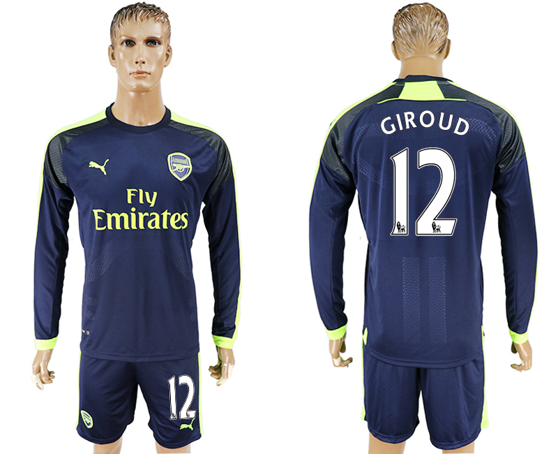2016-17 Arsenal 12 GIROUD Third Away Long Sleeve Soccer Jersey