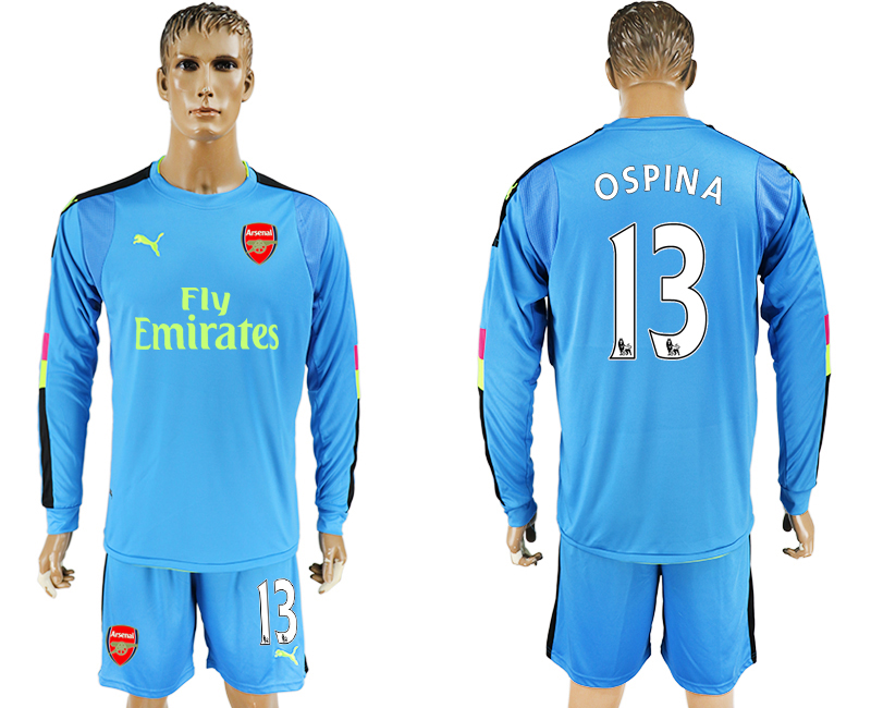 2016-17 Arsenal 13 OSPINA Blue Goalkeeper Long Sleeve Soccer Jersey