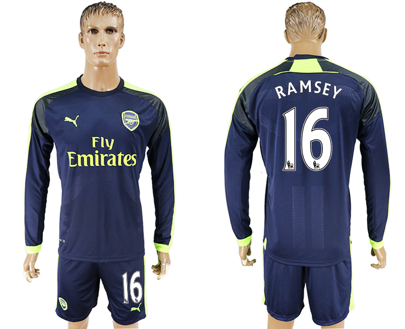 2016-17 Arsenal 16 RAMSEY Third Away Long Sleeve Soccer Jersey