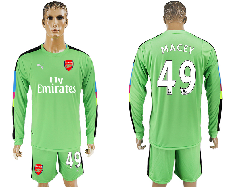2016-17 Arsenal 49 MACEY Green Goalkeeper Long Sleeve Soccer Jersey