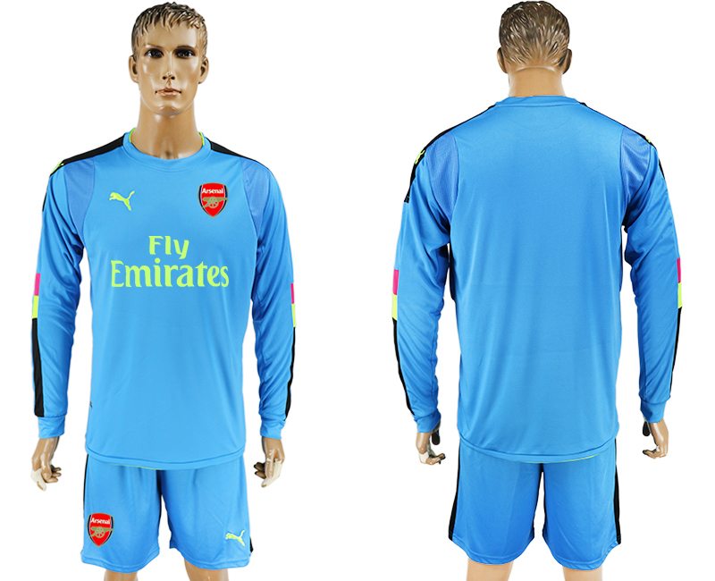 2016-17 Arsenal Blue Goalkeeper Long Sleeve Soccer Jersey
