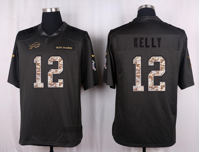 Nike Bills 12 Jim Kelly Anthracite Salute to Service Limited Jersey