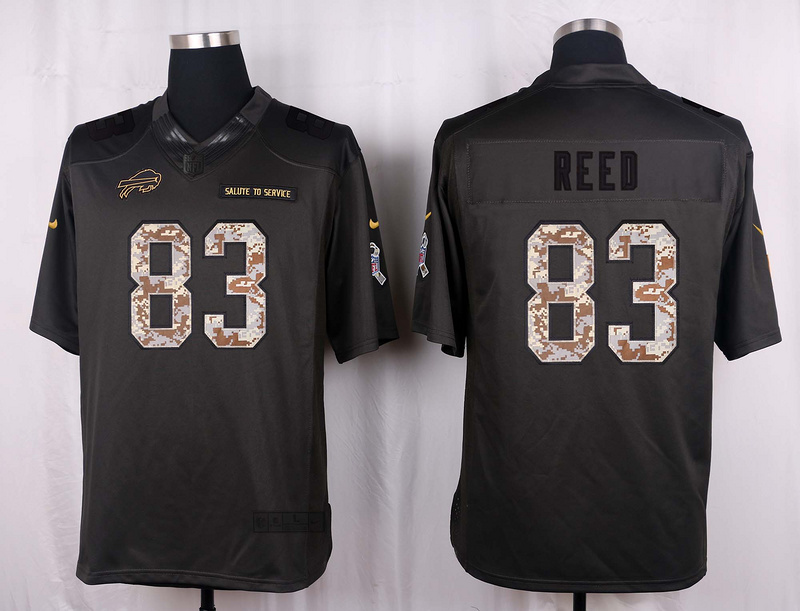 Nike Bills 83 Cedric Reed Anthracite Salute to Service Limited Jersey - Click Image to Close