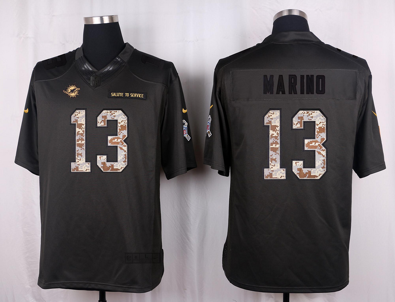Nike Dolphins 13 Dan Marino Anthracite Salute to Service Limited Jersey