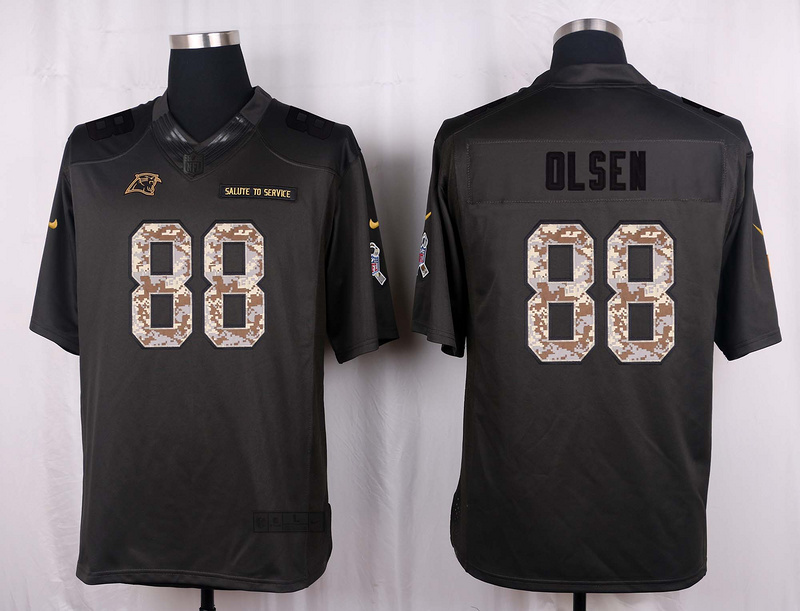 Nike Panthers 88 Greg Olsen Anthracite Salute to Service Limited Jersey