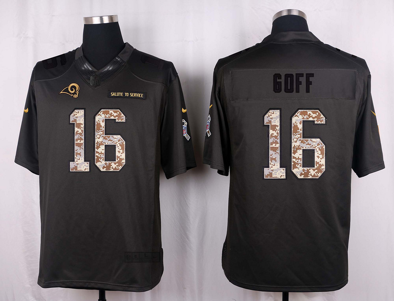 Nike Rams 16 Jared Goff Anthracite Salute to Service Limited Jersey