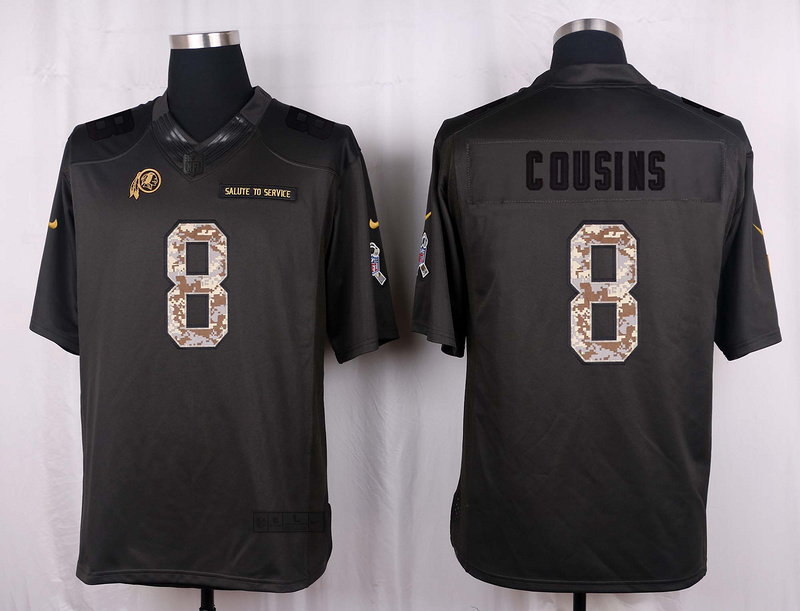 Nike Redskins 8 Kirk Cousins Anthracite Salute to Service Limited Jersey