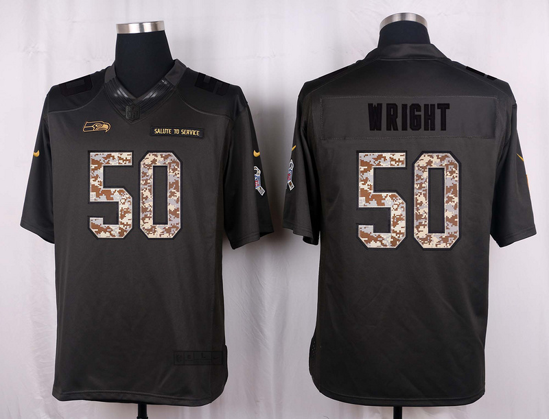 Nike Seahawks 50 K.J. Wright Anthracite Salute to Service Limited Jersey - Click Image to Close