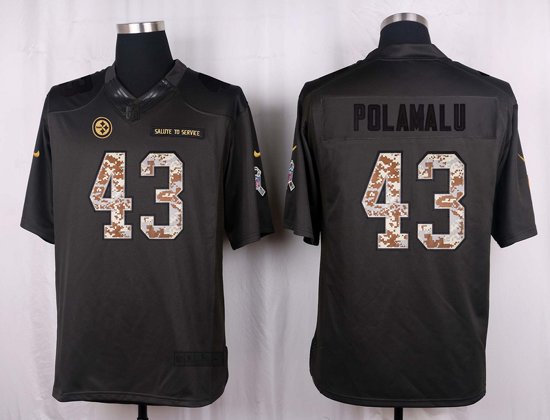Nike Steelers 43 Troy Polamalu Anthracite Salute to Service Limited Jersey