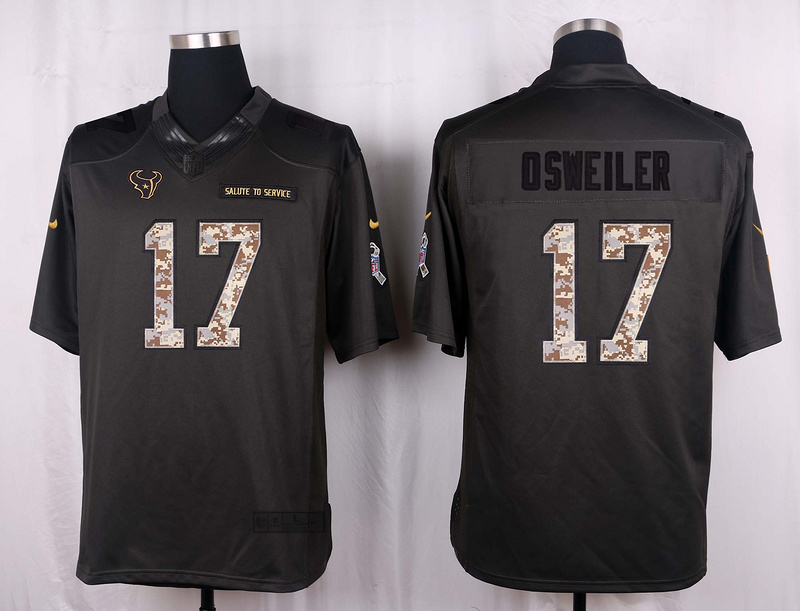 Nike Texans 17 Brock Osweiler Anthracite Salute to Service Limited Jersey