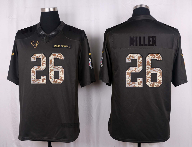 Nike Texans 26 Lamar Miller Anthracite Salute to Service Limited Jersey