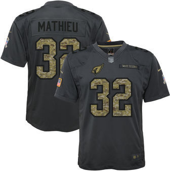 Nike Cardinals 32 Tyrann Mathieu Anthracite Salute to Service Youth Limited Jersey