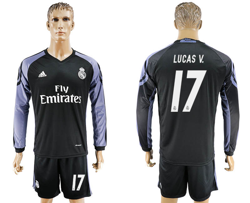 2016-17 Real Madrid 17 LUCAS V. Third Away Long Sleeve Soccer Jersey