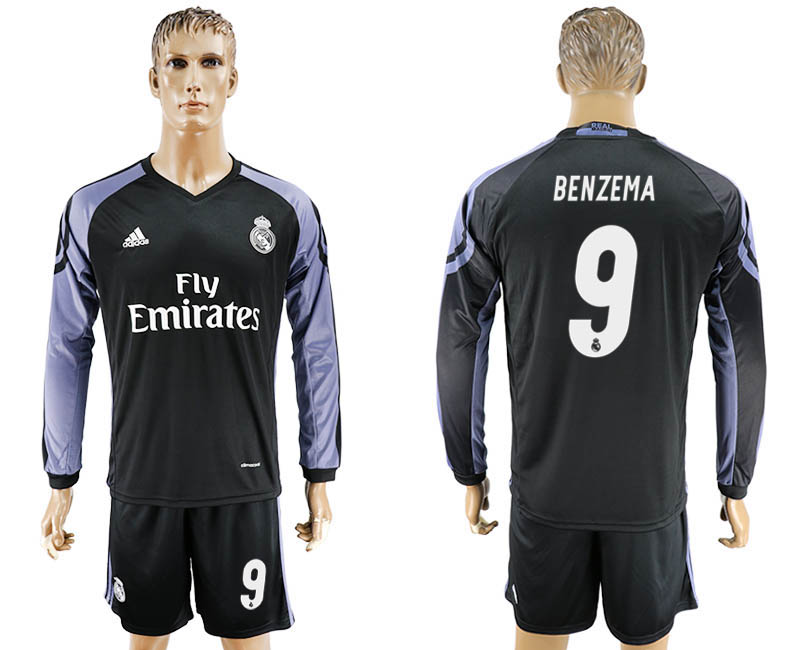 2016-17 Real Madrid 9 BENZEMA Third Away Long Sleeve Soccer Jersey