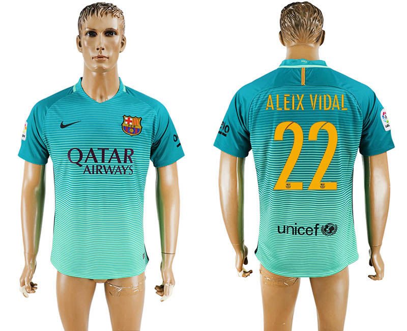 2016-17 Barcelona 22 ALEIX VIDAL Third Away Thailand Soccer Jersey
