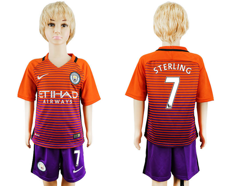 2016-17 Manchester City 7 STERLING Third Away Youth Soccer Jersey