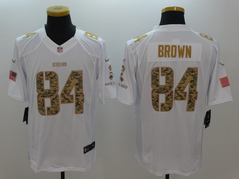 Nike Steelers 84 Antonio Brown White Salute To Service Limited Jersey