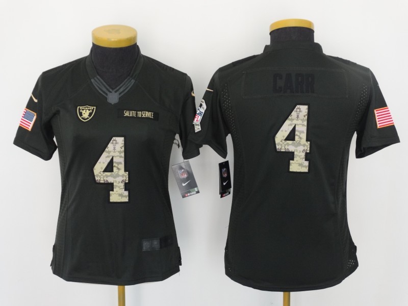Nike Raiders 4 Derek Carr Anthracite Salute to Service Women Limited Jersey