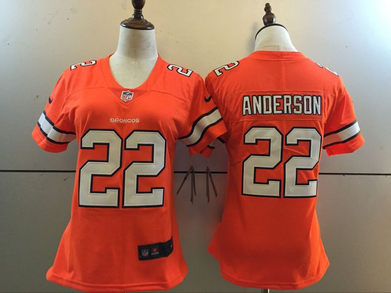 Nike Broncos 22 C.J. Anderson Orange Color Rush Women Limited Jersey
