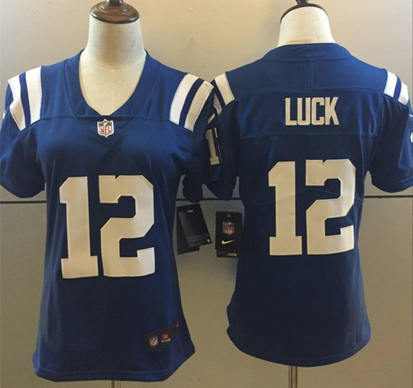 Nike Colts 12 Andrew Luck Blue Color Rush Women Limited Jersey