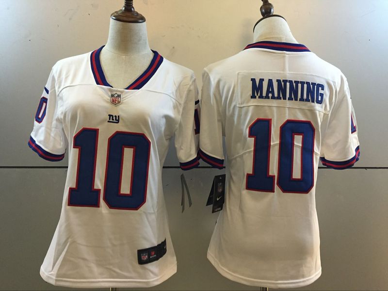 Nike Giants 10 Eli Manning White Color Rush Women Limited Jersey