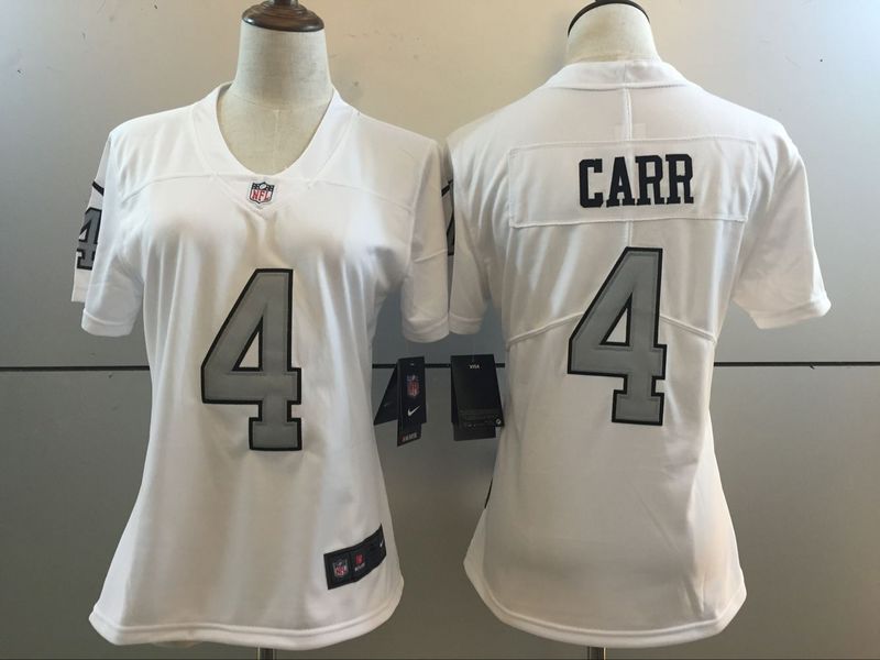 Nike Raiders 4 Derek Carr White Color Rush Women Limited Jersey