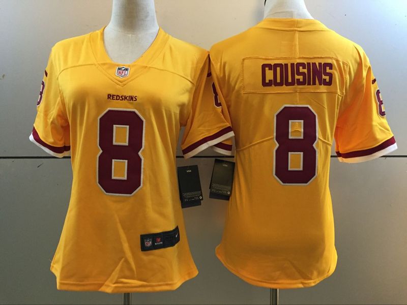 Nike Redskins 8 Kirk Cousins Yellow Women Color Rush Limited Jersey