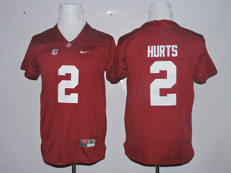 Alabama Crimson Tide 2 Jalen Hurts Red Youth College Football Jersey