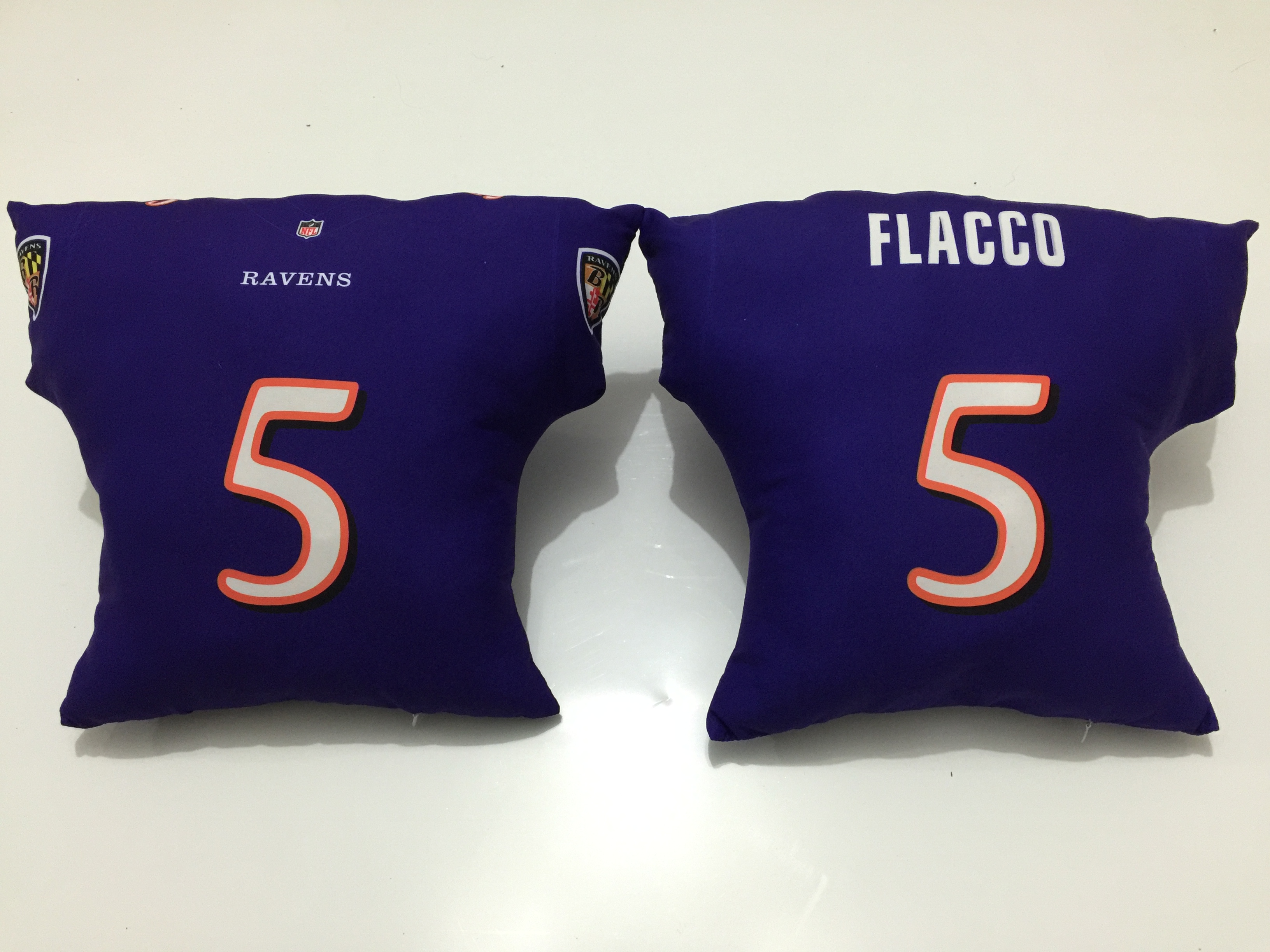 Baltimore Ravens 5 Joe Flacco Purple NFL Pillow - Click Image to Close