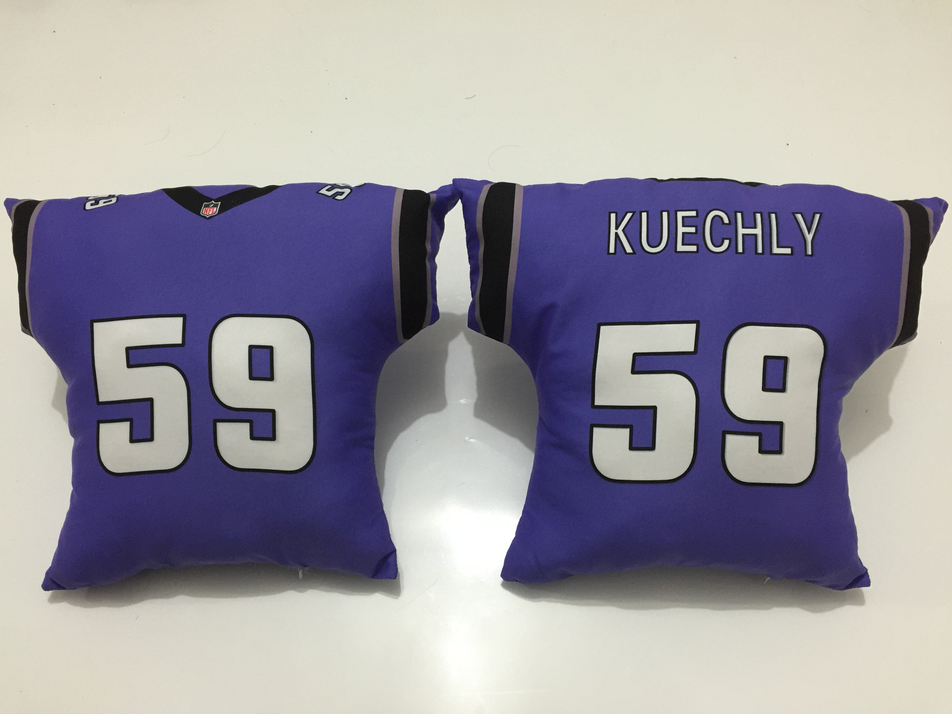 Carolina Panthers 59 Luke Kuechly Purple NFL Pillow