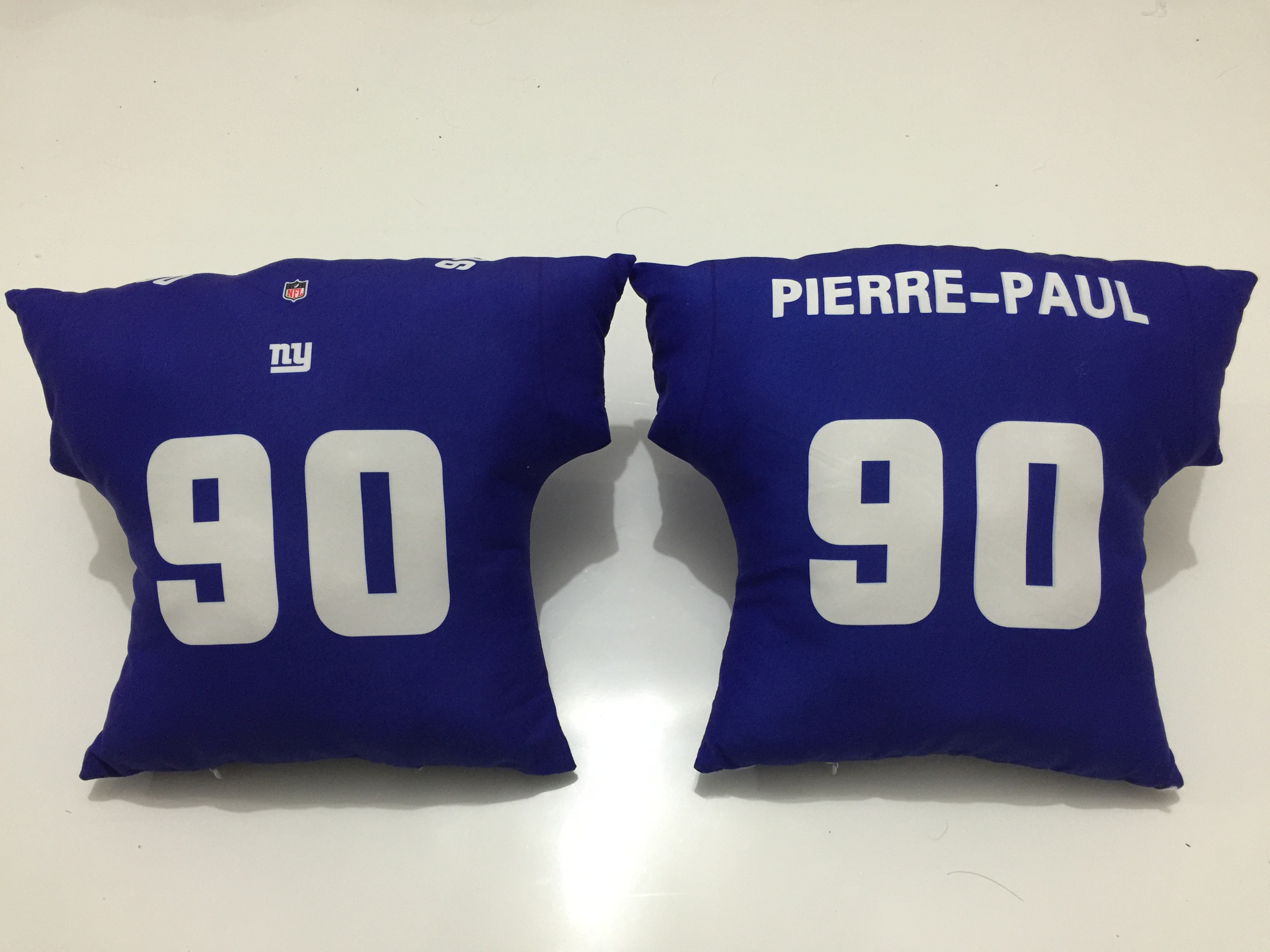 New York Giants 90 Jason Pierre Paul Blue NFL Pillow