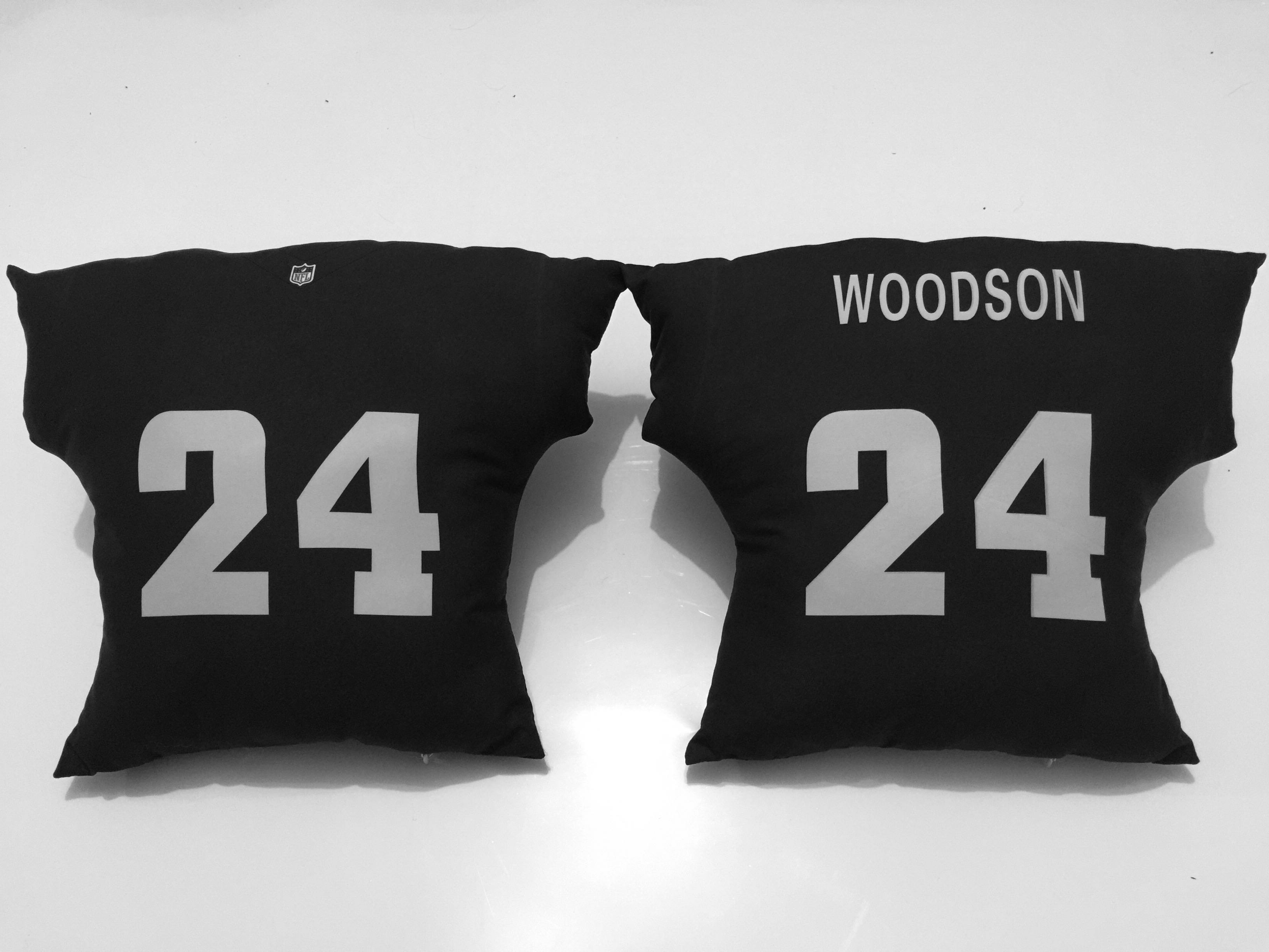 Oakland Raiders 24 Charles Woodson Black NFL Pillow