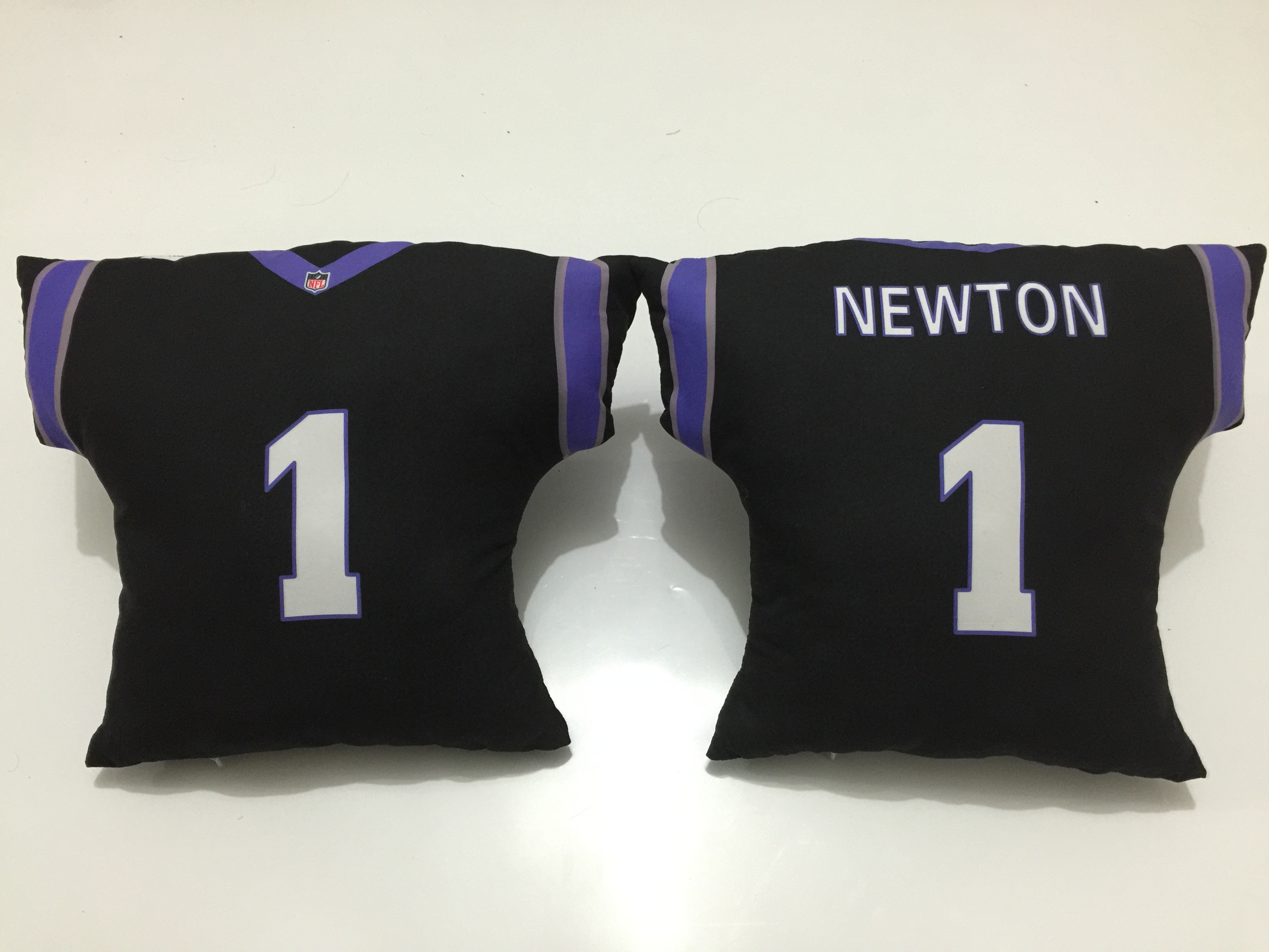 Carolina Panthers 1 Cam Newton Black NFL Pillow - Click Image to Close