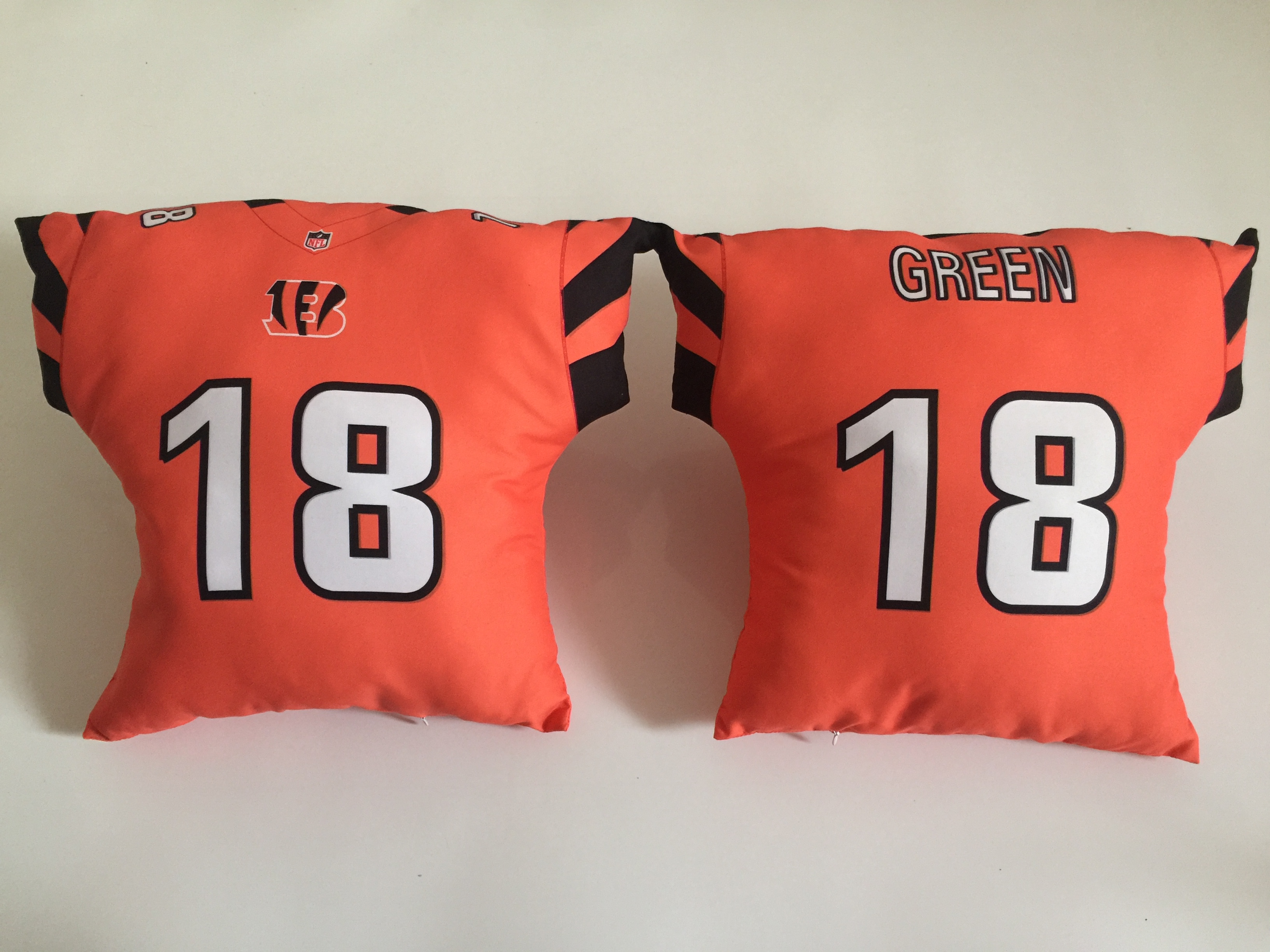 Cincinnati Bengals 18 A.J. Green Orange NFL Pillow - Click Image to Close