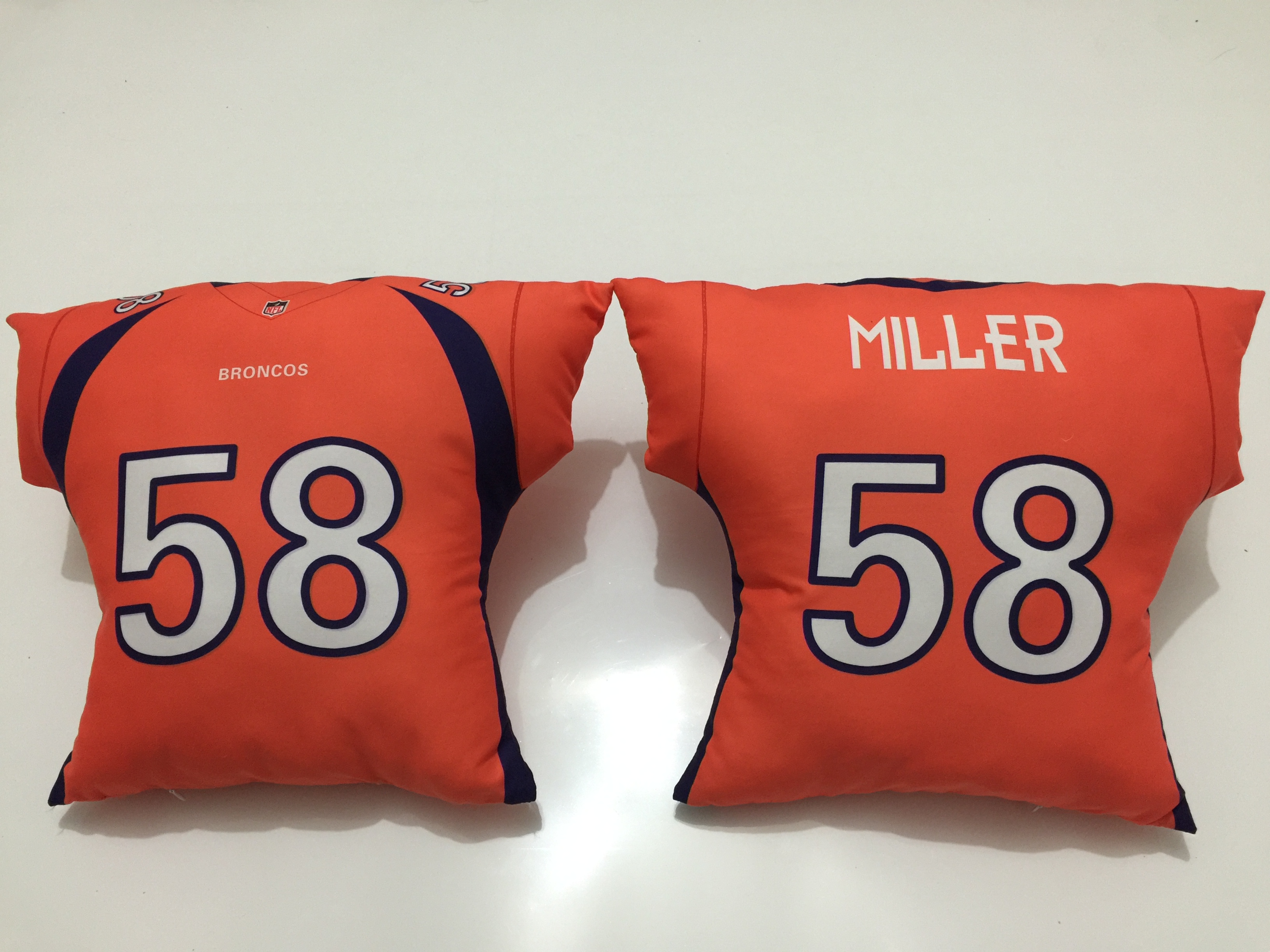 Denver Broncos 58 Von Miller Orange NFL Pillow - Click Image to Close
