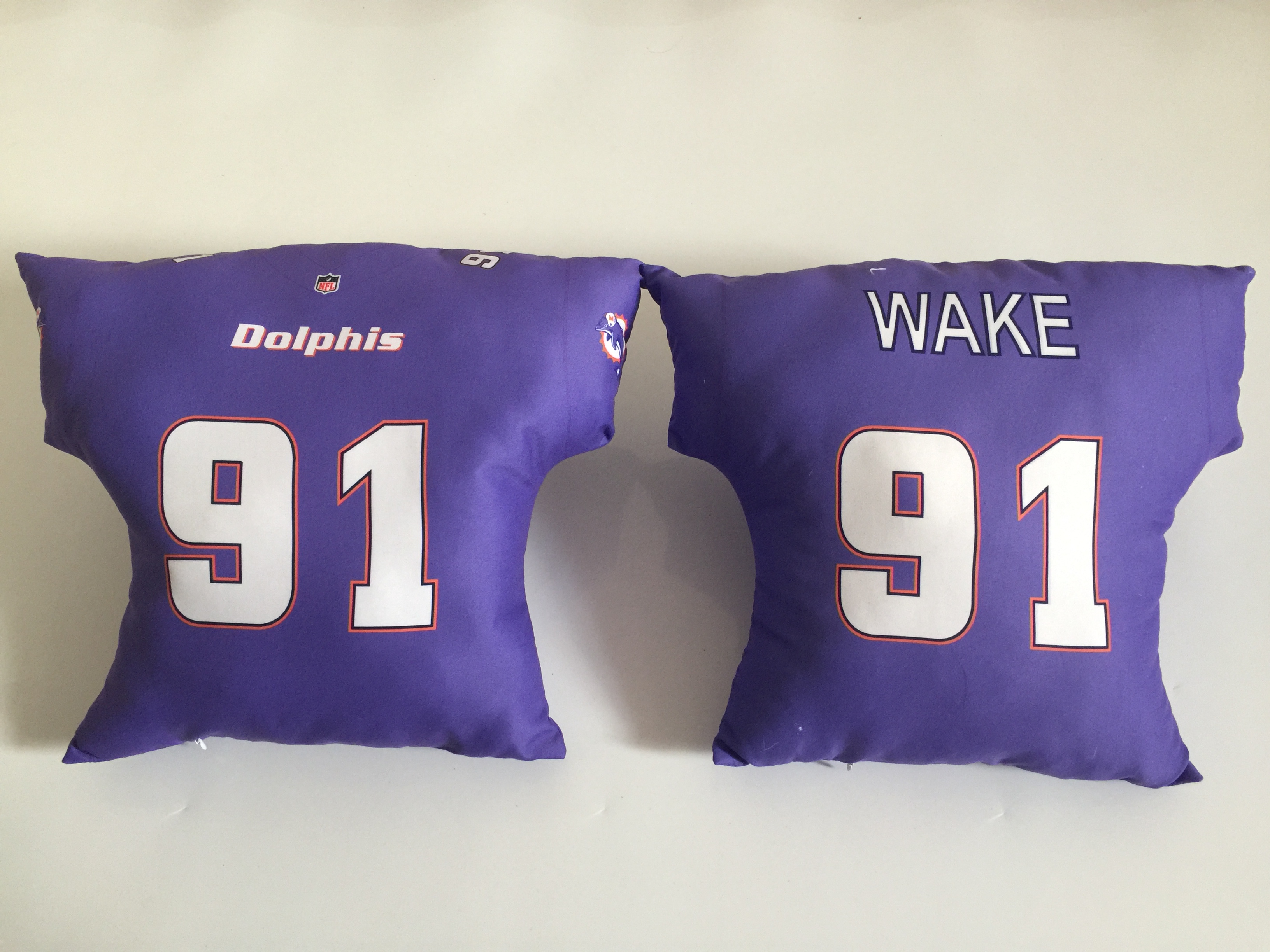 Miami Dolphins 91 Cameron Wake Purple NFL Pillow