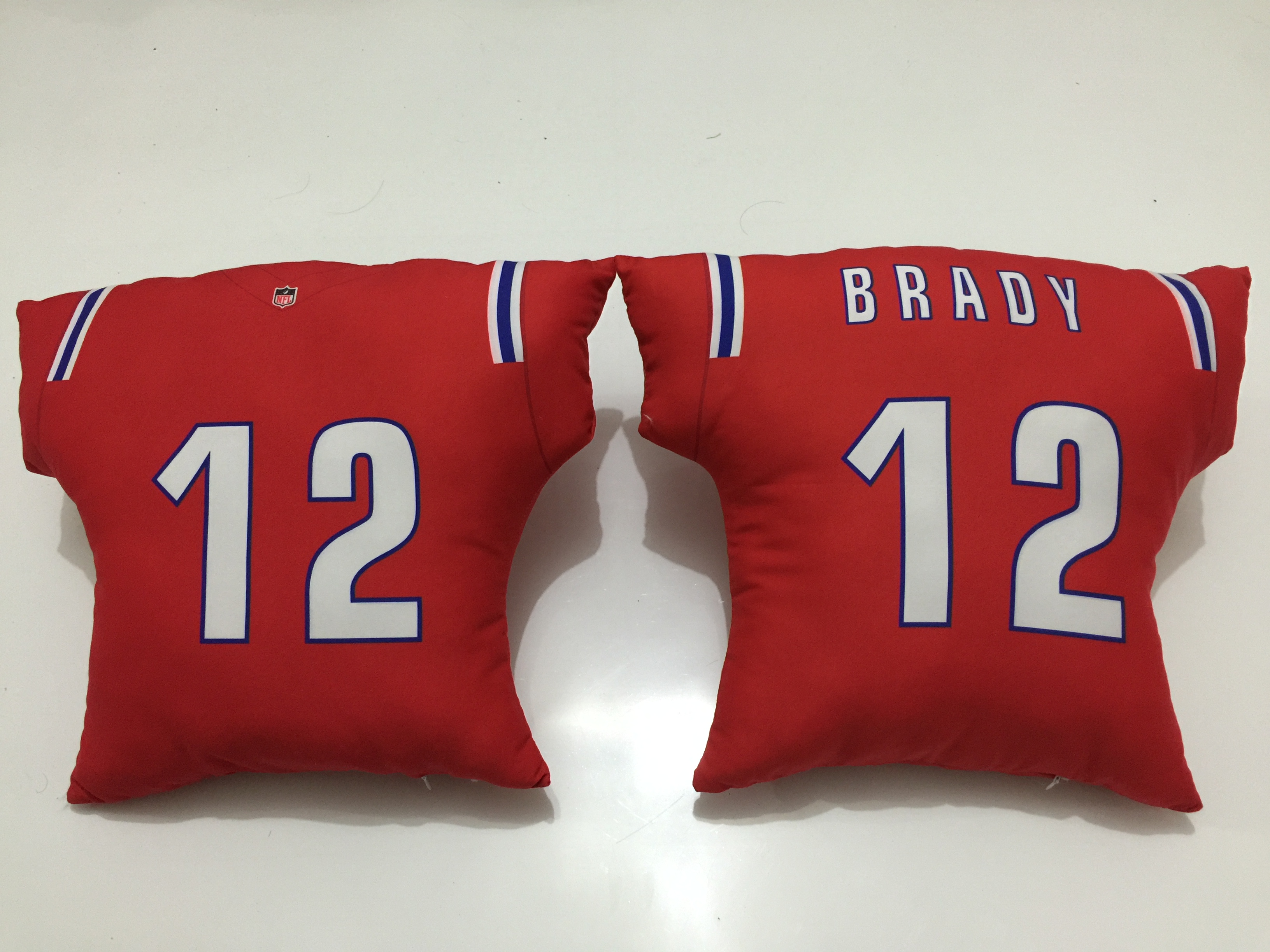 New England Patriots 12 Tom Brady Red NFL Pillow - Click Image to Close