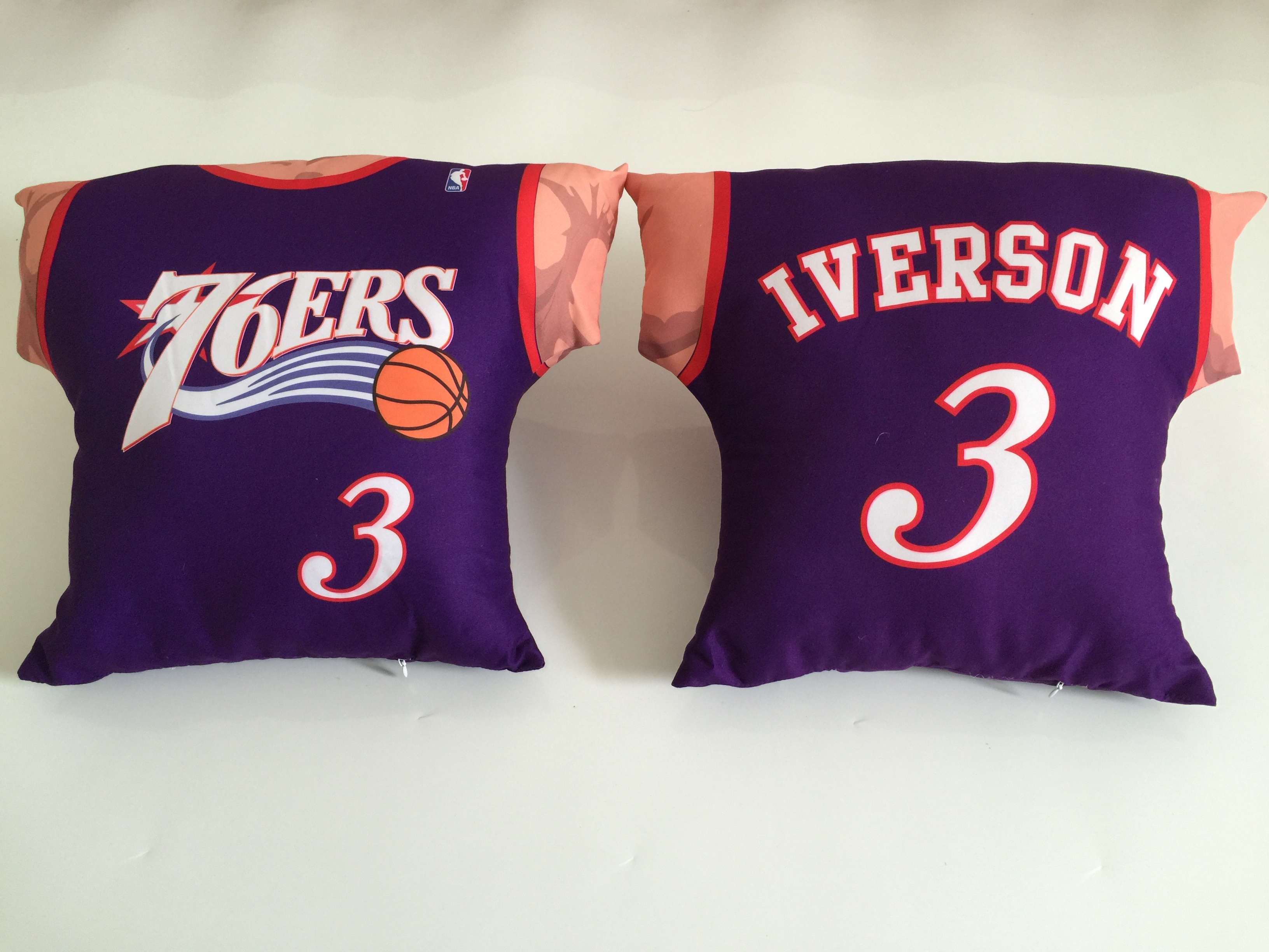 Philadelphia 76ers 3 Allen Iverson Purple NBA Pillow