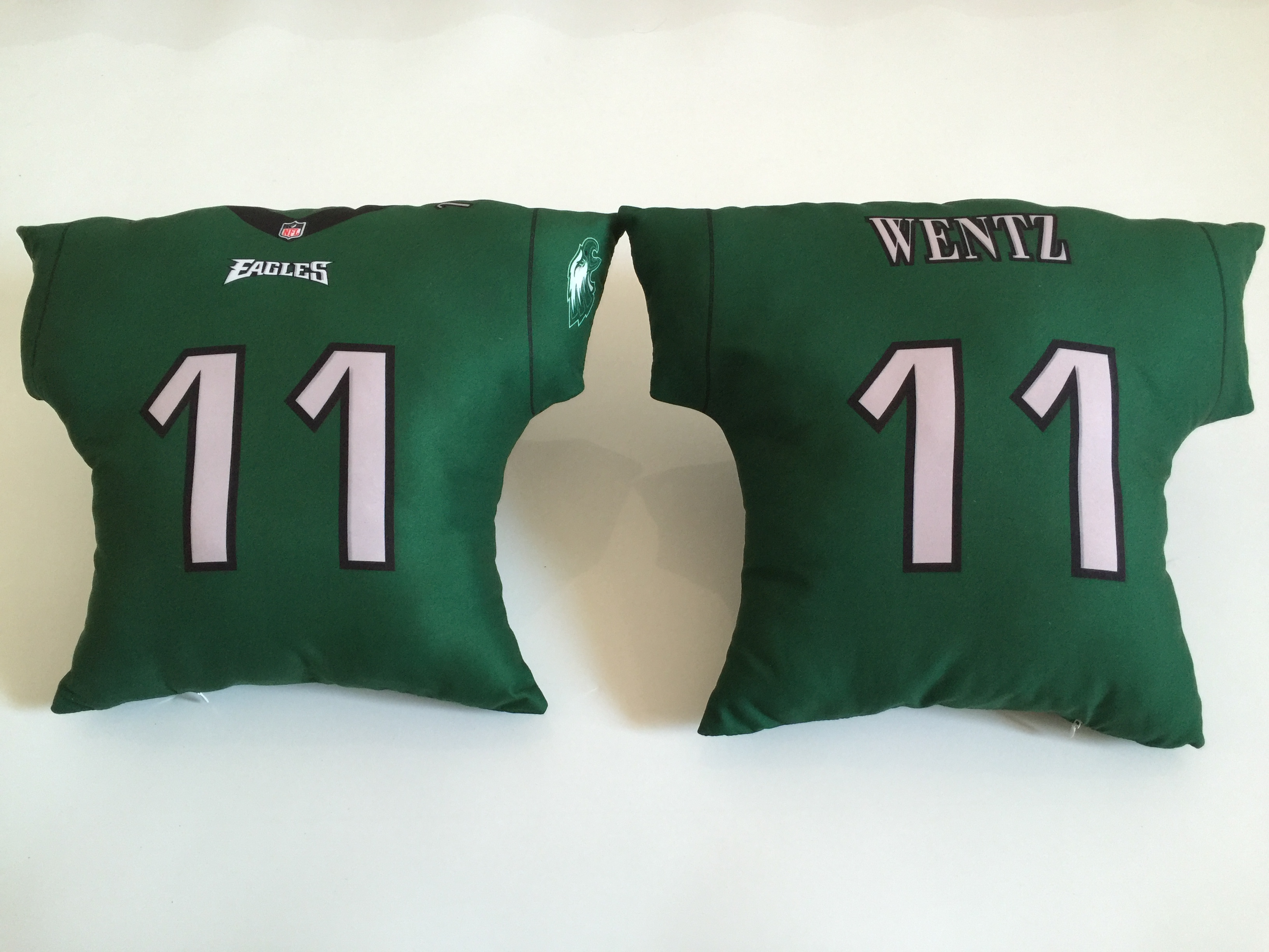 Philadelphia Eagles 11 Carson Wentz Green NFL Pillow