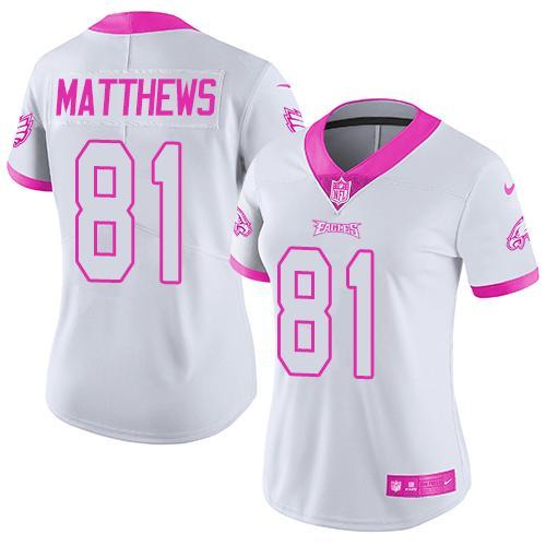 Nike Eagles 81 Jordan Matthews White Women Limited Fashion Jersey
