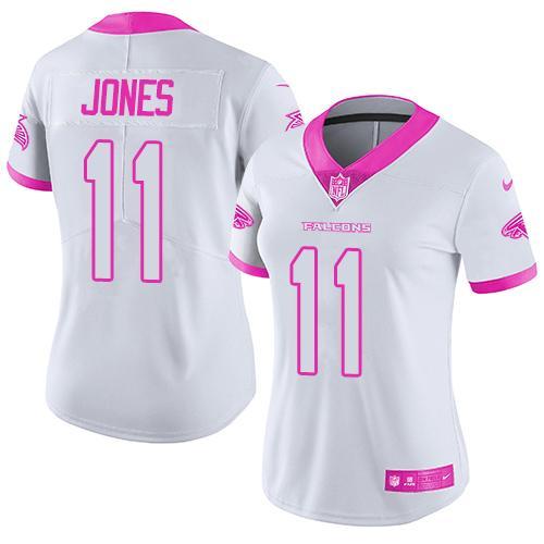 Nike Falcons 11 Julio Jones White Women Limited Fashion Pink Jersey