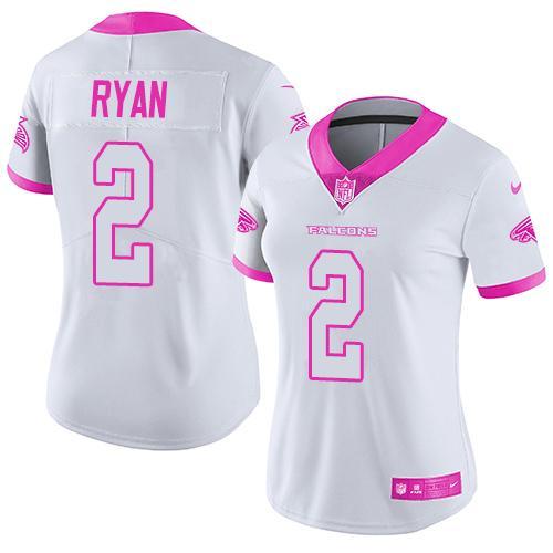Nike Falcons 2 Matt Ryan White Women Limited Fashion Pink Jersey