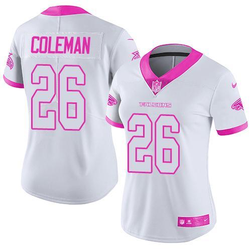 Nike Falcons 26 Tevin Coleman White Women Limited Fashion Jersey