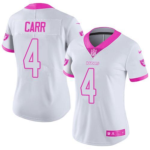 Nike Raiders 4 Derek Carr White Women Limited Fashion Pink Jersey