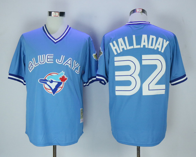 Blue Jays 32 Roy Halladay Light Blue Throwback Jersey