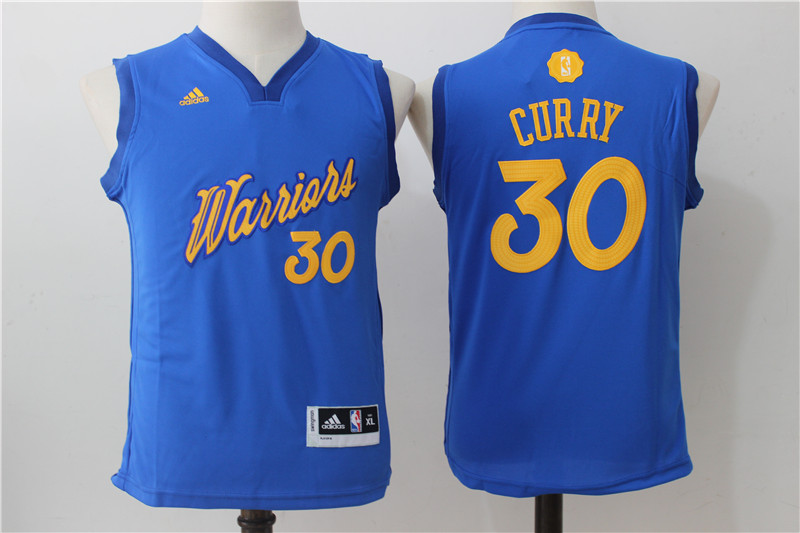 Warriors 30 Stephen Curry Royal Youth 2016 Christmas Day Swingman Jersey - Click Image to Close