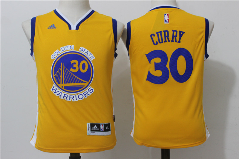 Warriors 30 Stephen Curry Gold Youth Swingman Jersey - Click Image to Close